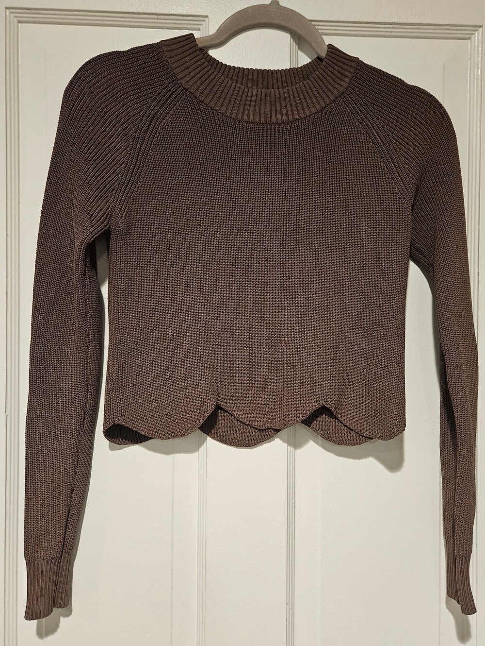 Wilfred Brown Scalloped Hem Knit Turtleneck Sweater
